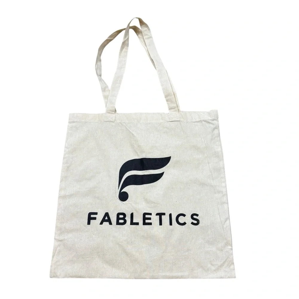 Fabletic Fabric Reusable Tote Off White‎ with Black Print